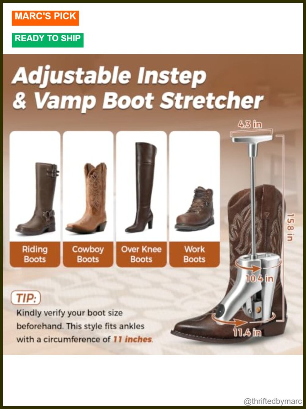 Cast Aluminum Boot Stretcher Instep Vamp for Boots Men Women Adjustable - Picture 3 of 6